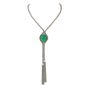Cabousion Emerald Diamond 18k Gold Tassel Rope Necklace Dover Jewelry