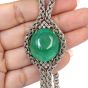 Cabousion Emerald Diamond 18k Gold Tassel Rope Necklace| Dover Jewelry