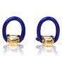 Vintage Retro Blue Enamel 18K Yellow Gold Horsebit Men's Cufflinks