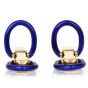 Vintage Retro Blue Enamel 18K Yellow Gold Horsebit Men's Cufflinks