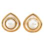 Estate Marina B. mother of pearl  move Pearl 18k Gold clip-on Earrings