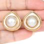 Estate Marina B. mother of pearl  move Pearl 18k Gold clip-on Earrings