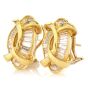 Retro Vintage Diamond 18K Yellow Gold Bypass Oval Clip On Earrings