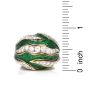 Vintage Retro Diamond Green Enamel 18K Gold Channeled Dome Cocktail Ring