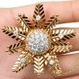 Vintage French Snowflake 18K Rose Gold Diamond Cluster Pin| Dover Jewelry 