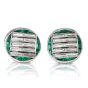 Antique Van Cleef & Arpels Diamond Emerald Platinum Round Tuxedo Cufflinks