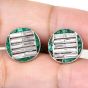 Antique Van Cleef & Arpels Diamond Emerald Platinum Round Tuxedo Cufflinks