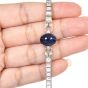 Antique Diamond 28.90cts Blue Sapphire Platinum Geometric Link Bracelet