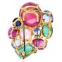 Vintage Seaman Schepps Precious Gemstone Diamond 18K Gold Cluster Brooch