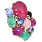 Vintage Seaman Schepps Precious Gemstone Diamond 18K Gold Cluster Brooch
