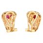 GIA Ruby Diamond 18K Yellow Gold Retro Clip-On Earrings