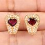 GIA Ruby Diamond 18K Yellow Gold Retro Clip-On Earrings