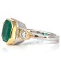 Estate Ascher-cut Emerald Diamond Platinum Three Stone 18k Gold Ring