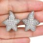 Estate 7.80cts Diamond Cluster Star Platinum Clip On Earrings