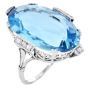 Vintage GIA Ocean Blue 16.83 Carat Aquamarine Diamond 18k Gold Cocktail Ring