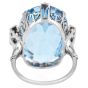 Vintage GIA Ocean Blue 16.83 Carat Aquamarine Diamond 18k Gold Cocktail Ring