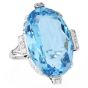 Vintage GIA Ocean Blue 16.83 Carat Aquamarine Diamond 18k Gold Cocktail Ring
