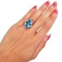 Vintage GIA Ocean Blue 16.83 Carat Aquamarine Diamond 18k Gold Cocktail Ring