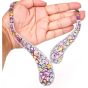 Modern Multicolor Sapphire Diamond 18K White Gold Bypass Cluster Collar Necklace