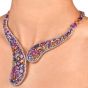  Multicolor Natural No-Heat GIA Sapphire Diamond 18K Gold  Necklace