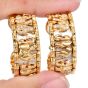 Estate Diamond Ruby 18K Elephant Statement Omega Earrings