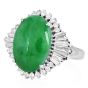 GIA Natural Apple Green  Jade Diamond Platinum Ballerina Cocktail Ring