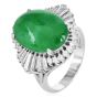 GIA Natural Apple Green  Jade Diamond Platinum Ballerina Cocktail Ring