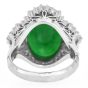 GIA Natural Apple Green  Jade Diamond Platinum Ballerina Cocktail Ring