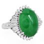 GIA Natural Apple Green  Jade Diamond Platinum Ballerina Cocktail Ring