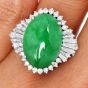 GIA Natural Apple Green  Jade Diamond Platinum Ballerina Cocktail Ring