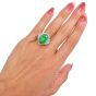 GIA Natural Apple Green  Jade Diamond Platinum Ballerina Cocktail Ring