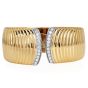 1990s High Polish Diamond Grooved 18K Gold Cuff Bracelet