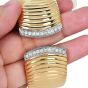 1990s High Polish Diamond Grooved 18K Gold Cuff Bracelet