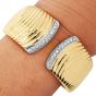 1990s High Polish Diamond Grooved 18K Gold Cuff Bracelet