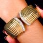 1990s High Polish Diamond Grooved 18K Gold Cuff Bracelet