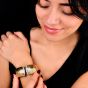1990s High Polish Diamond Grooved 18K Gold Cuff Bracelet