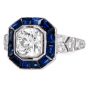 Art Deco Diamond 1.48cts Sapphire Platinum Engagement Ring |Dover Jewelry |