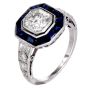 Art Deco Diamond 1.48cts Sapphire Platinum Engagement Ring |Dover Jewelry |