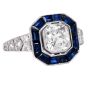 Art Deco Diamond 1.48cts Sapphire Platinum Engagement Ring |Dover Jewelry |
