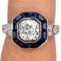 Art Deco Diamond 1.48cts Sapphire Platinum Engagement Ring |Dover Jewelry |
