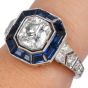 Art Deco Diamond 1.48cts Sapphire Platinum Engagement Ring |Dover Jewelry |