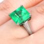 GIA Fine 4.62cts Colombian Emerald 14K Gold Solitaire Engagement Ring|Dover Jewelry|