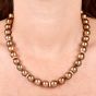 Estate Pearl Diamond Rose Gold Clasp Statement Necklace