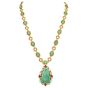 Vintage 1970S  Diamond GIA Natural Ruby Carved Jade Pendant Necklace