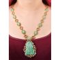 Vintage 1970S  Diamond GIA Natural Ruby Carved Jade Pendant Necklace