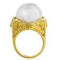 Estate Diamond Pearl 18K Engraved Dome Statement Ring-Dover Jewelry