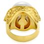 Estate Diamond Pearl 18K Engraved Dome Statement Ring-Dover Jewelry