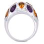Modern Diamond Amethyst Citrine 18K White Gold Flower Dome Band Ring