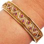 Estate Diamond Ruby 18K Gold Detailed Bangle Bracelet-Dover Jewelry