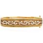 Estate Diamond 18K Gold Filigree Detailed Bangle Bracelet-Dover Jewelry
